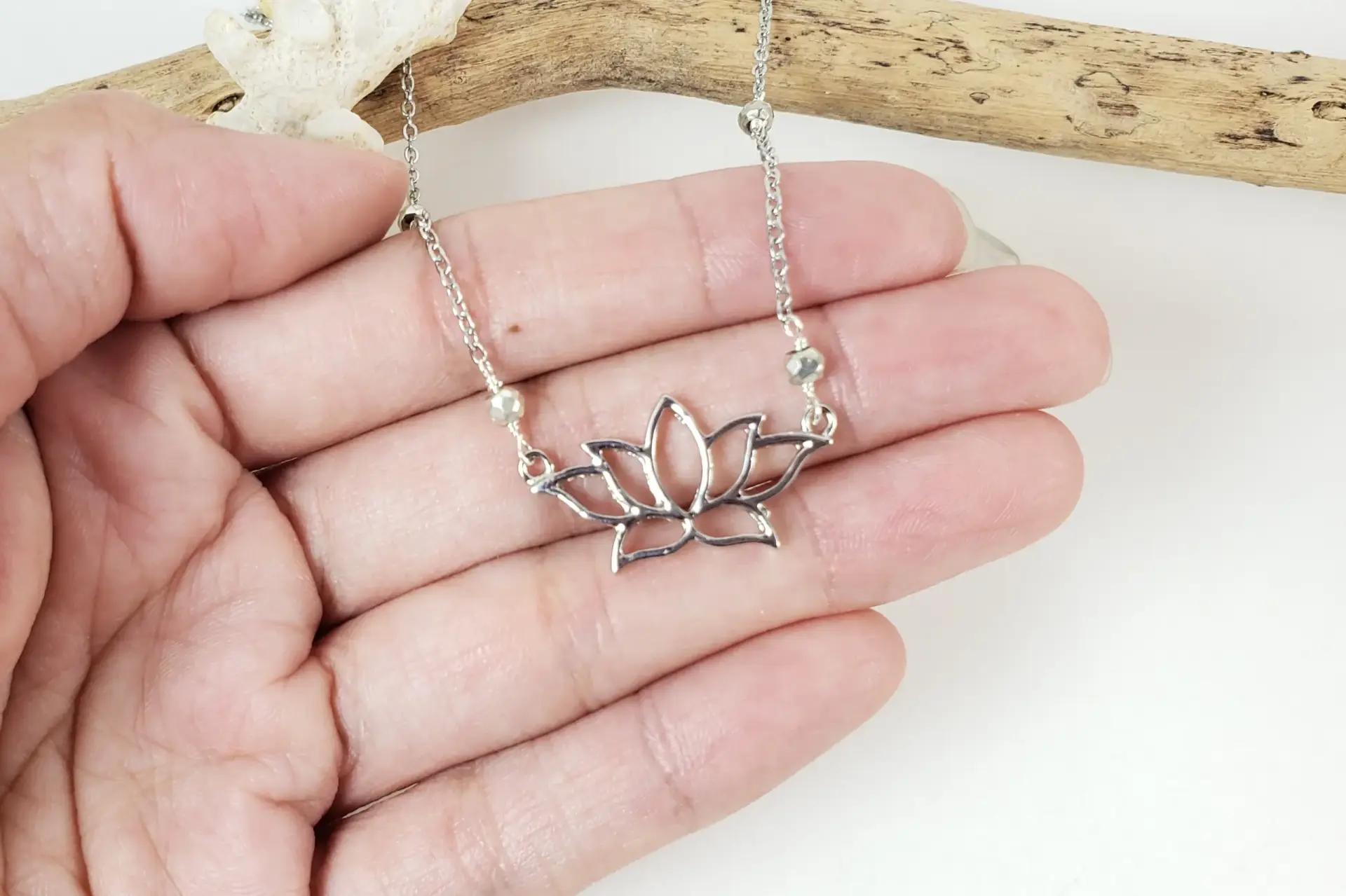 Lotus pyrite yoga necklace - Image 2