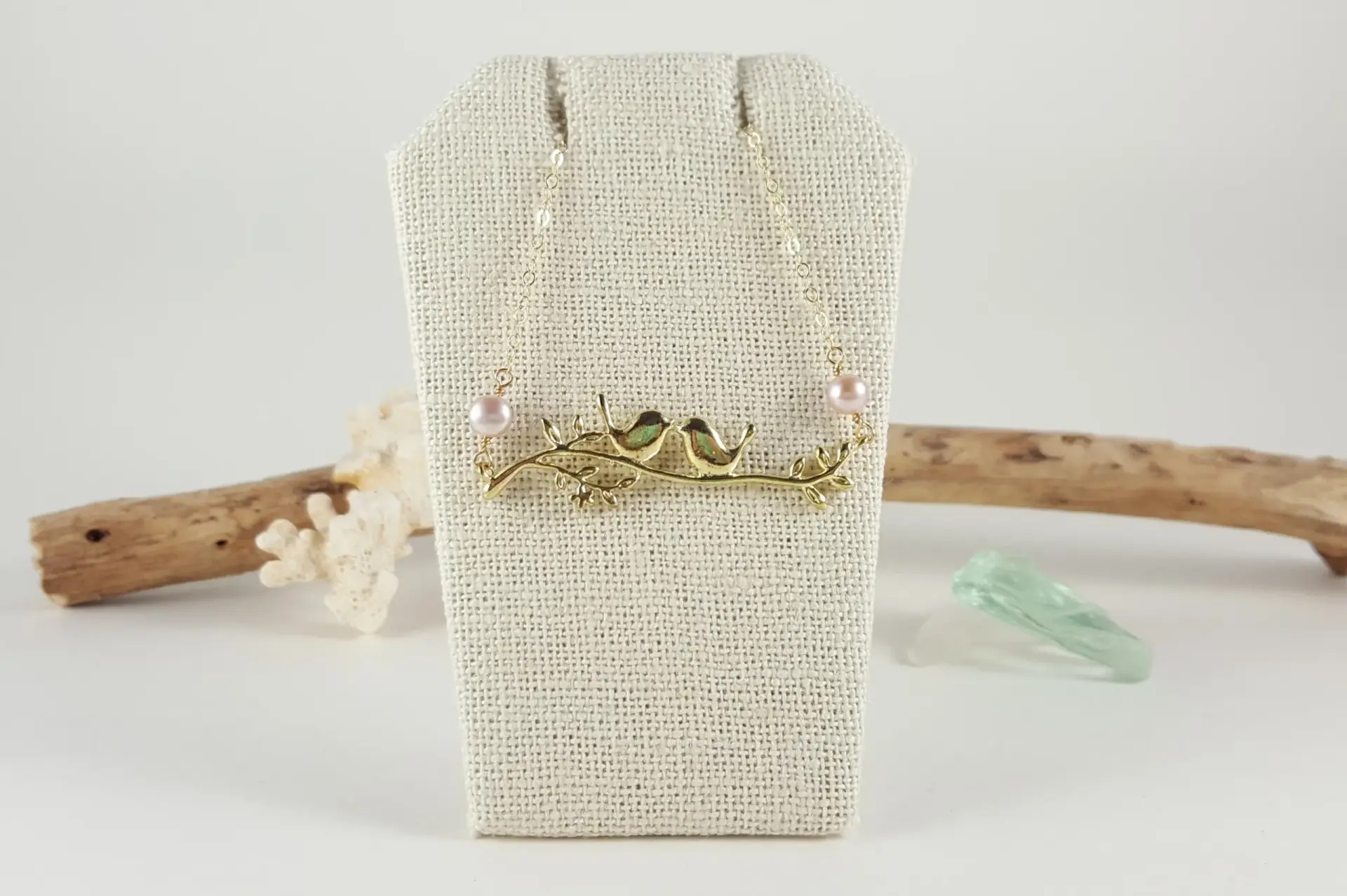 Lovebirds on branch necklace - Image 2