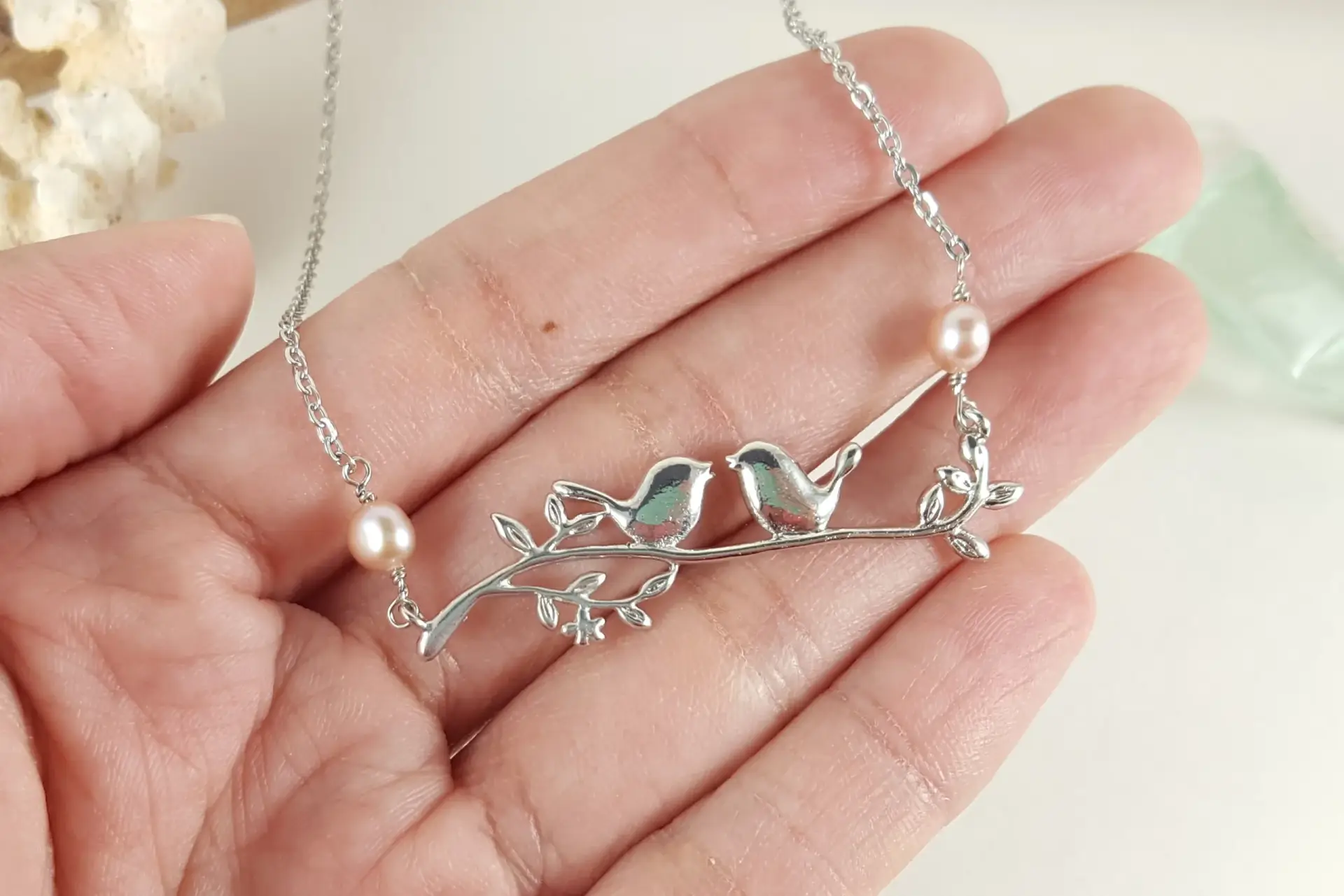 Lovebirds on branch necklace - Image 7