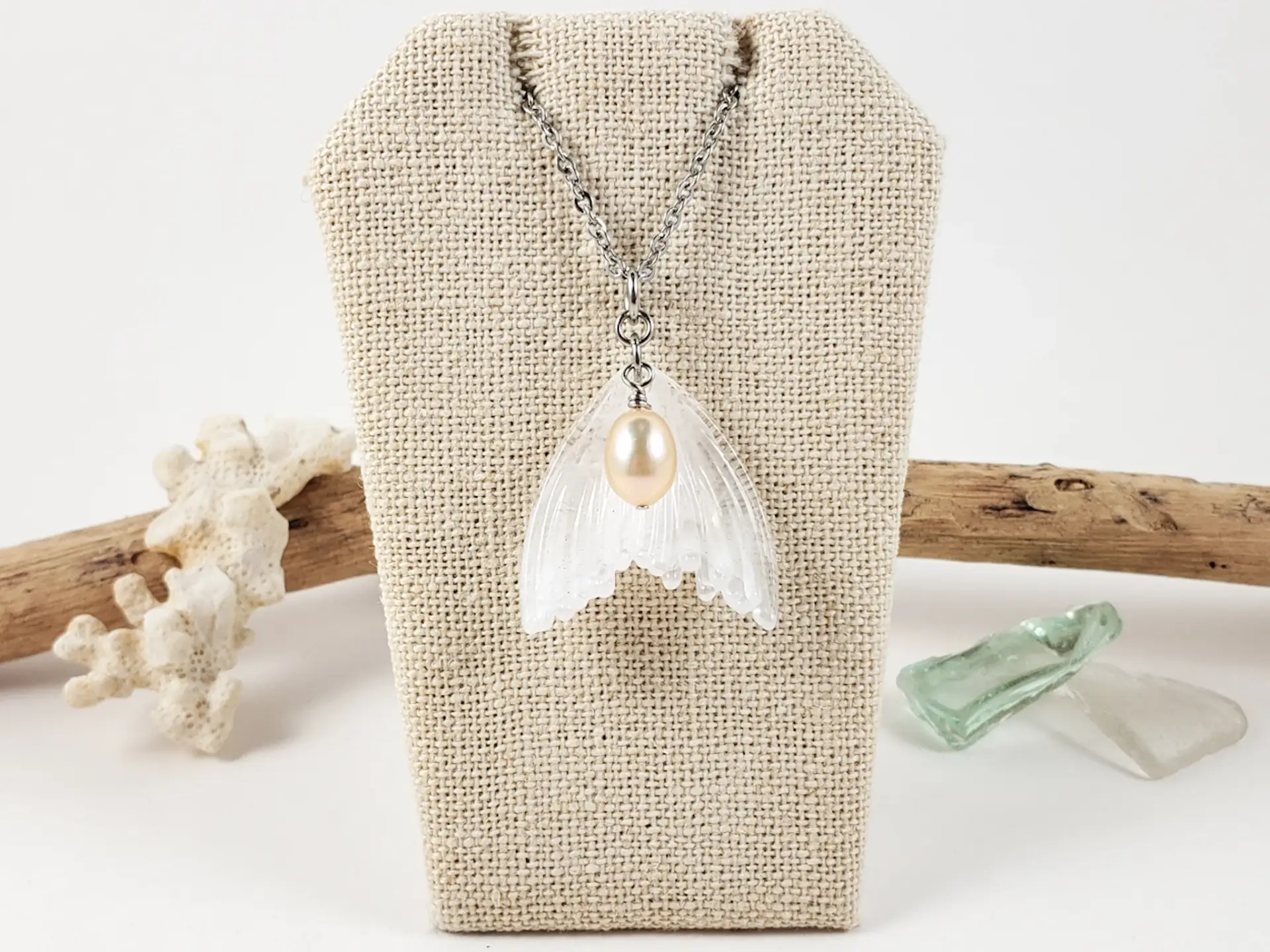 Mermaid tail and freshwater pearl earrings and necklaces - Image 11