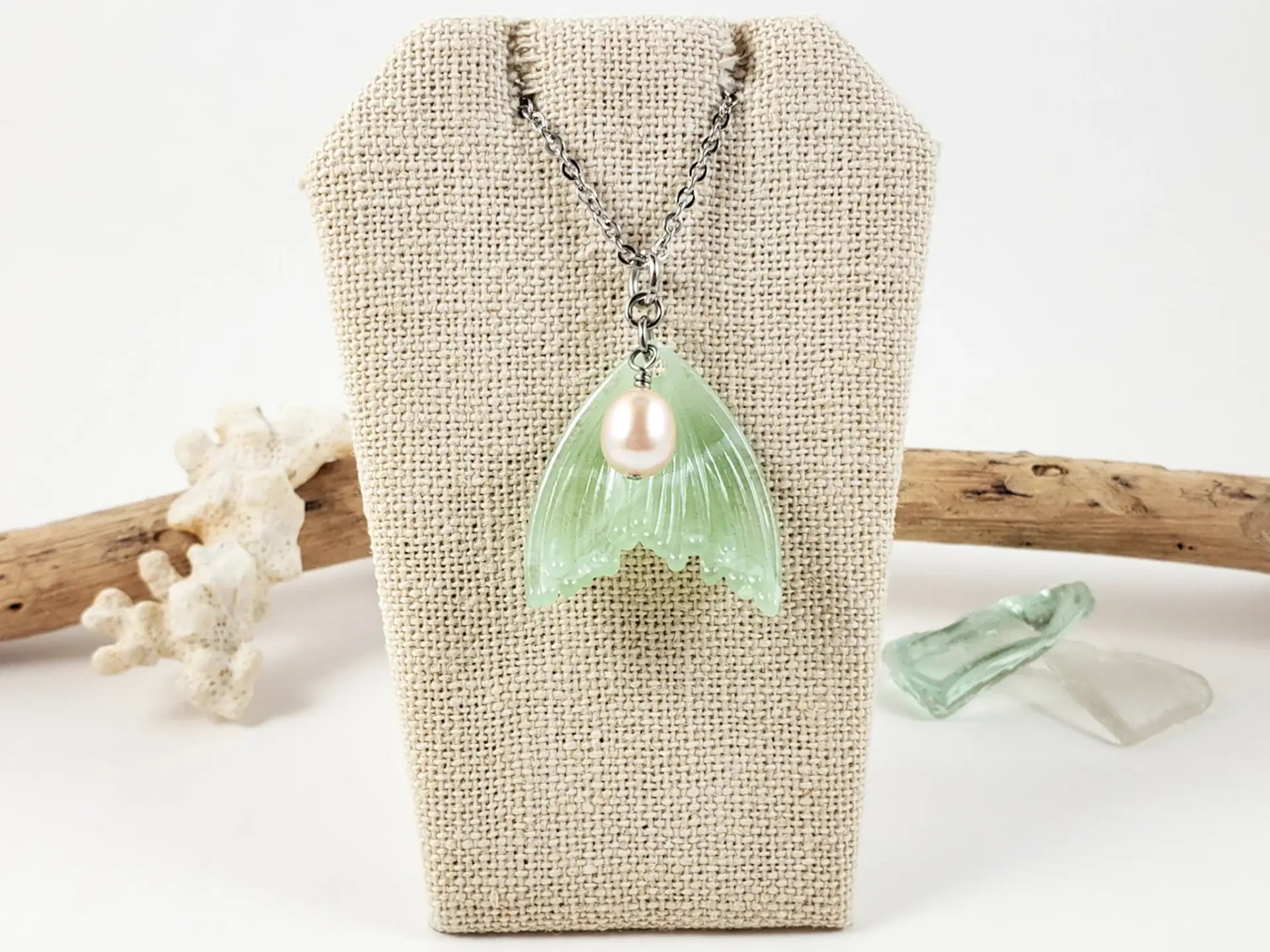 Mermaid tail and freshwater pearl earrings and necklaces - Image 12