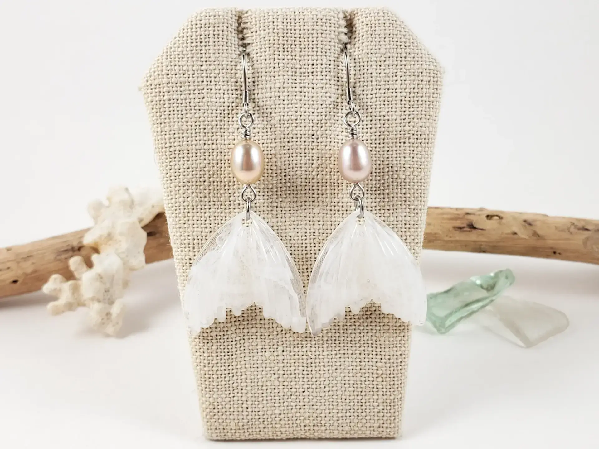 Mermaid tail and freshwater pearl earrings and necklaces - Image 15
