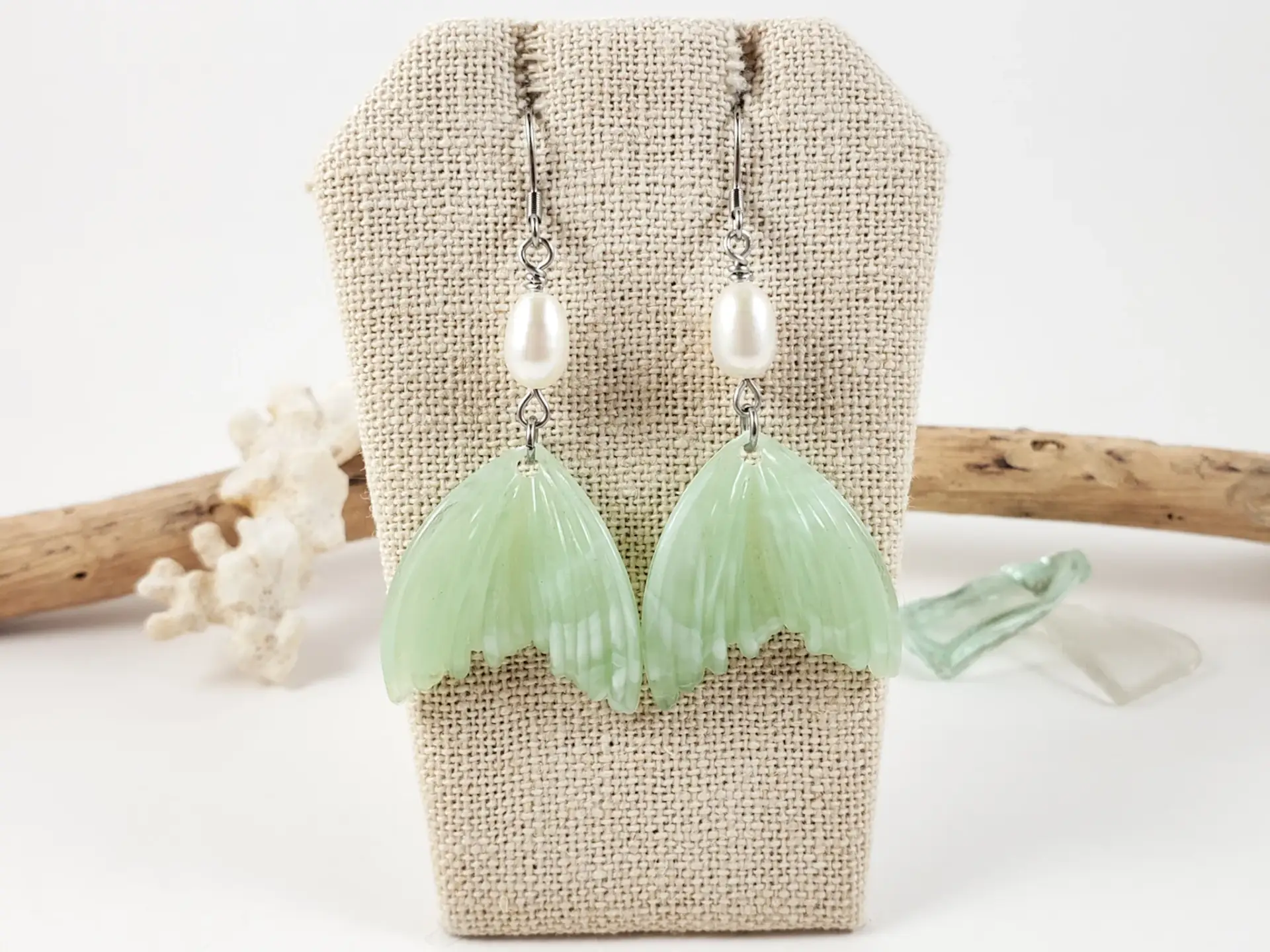 Mermaid tail and freshwater pearl earrings and necklaces - Image 14