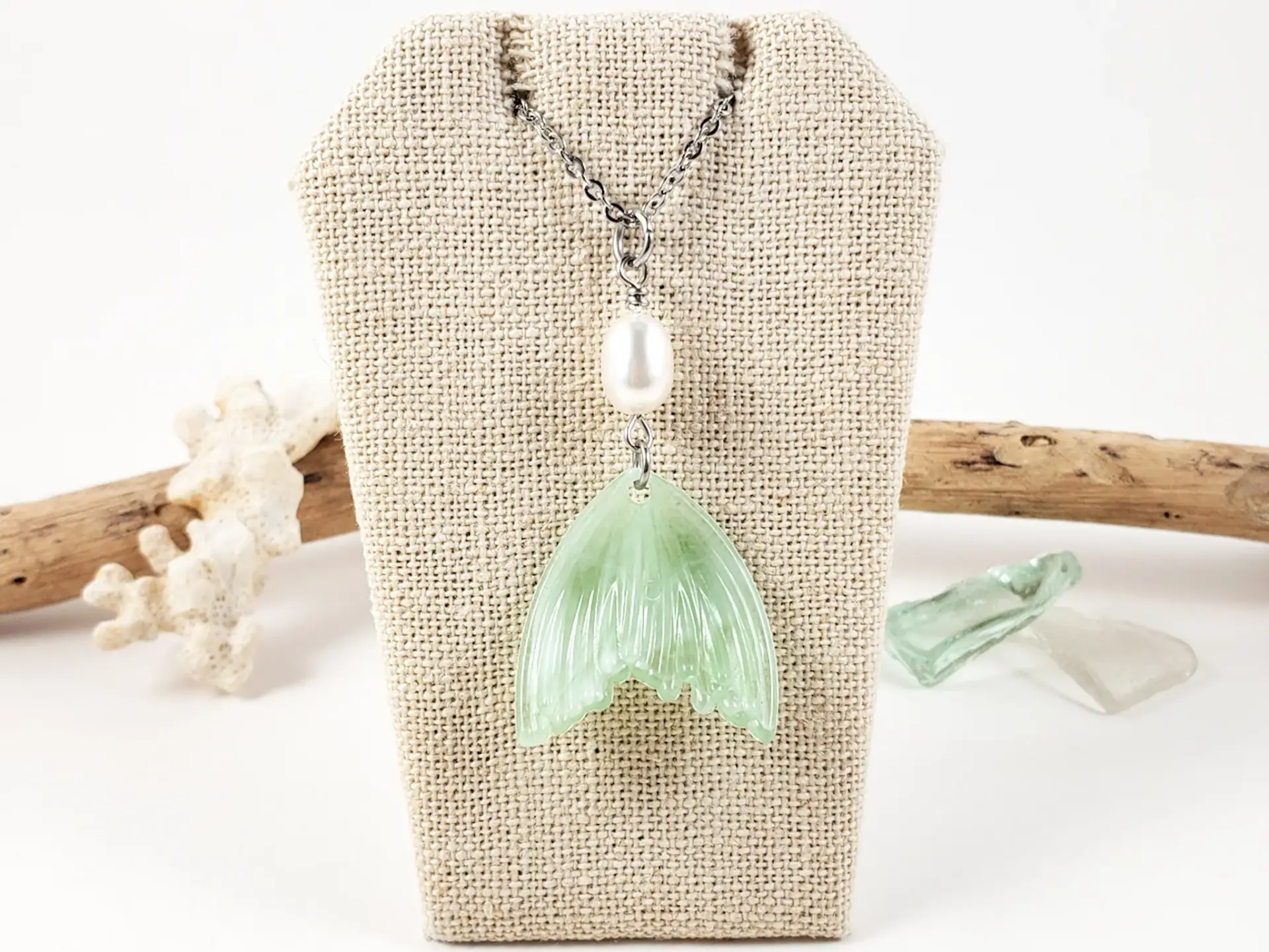Mermaid tail and freshwater pearl earrings and necklaces - Image 19