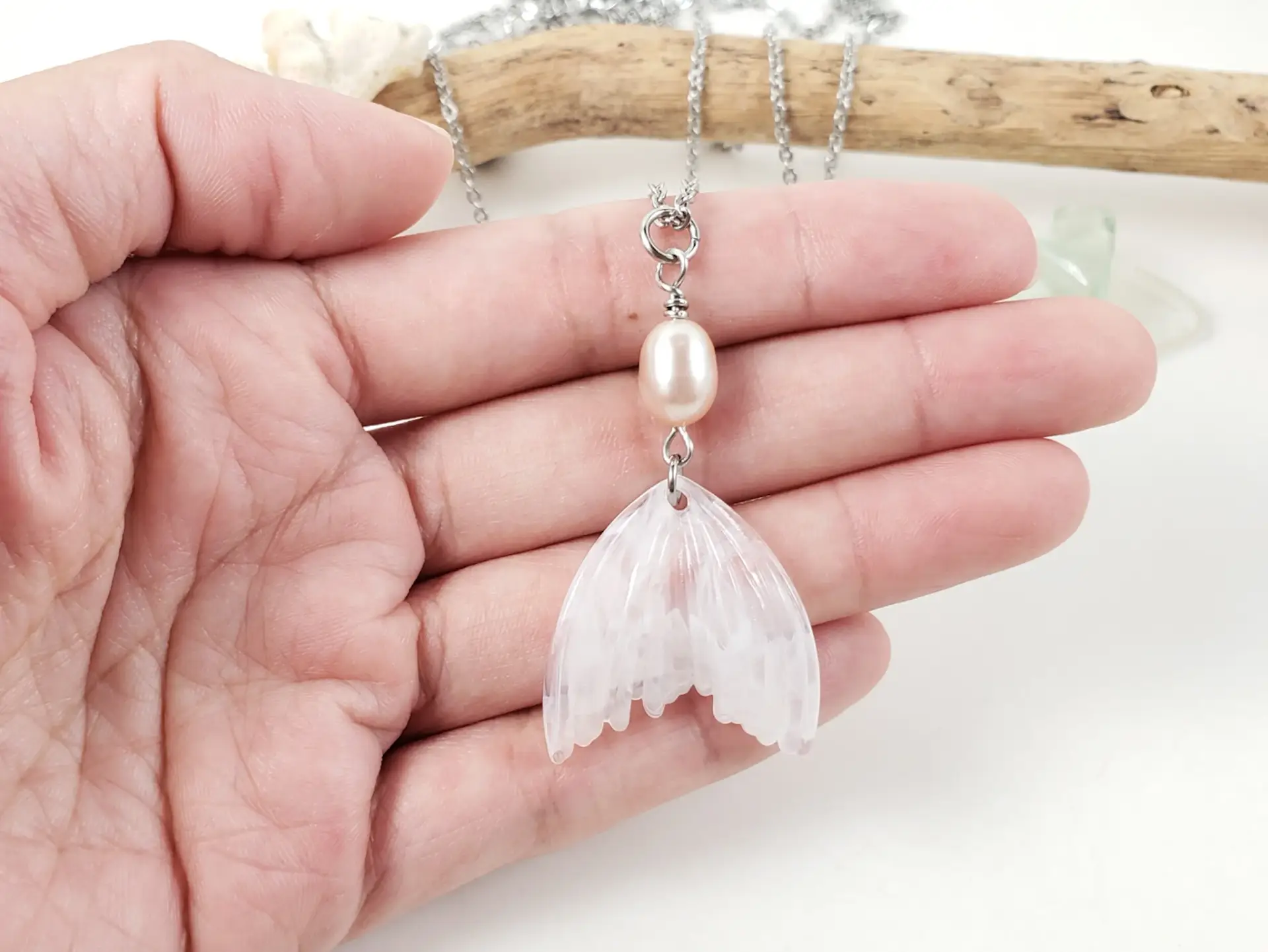 Mermaid tail and freshwater pearl earrings and necklaces - Image 18