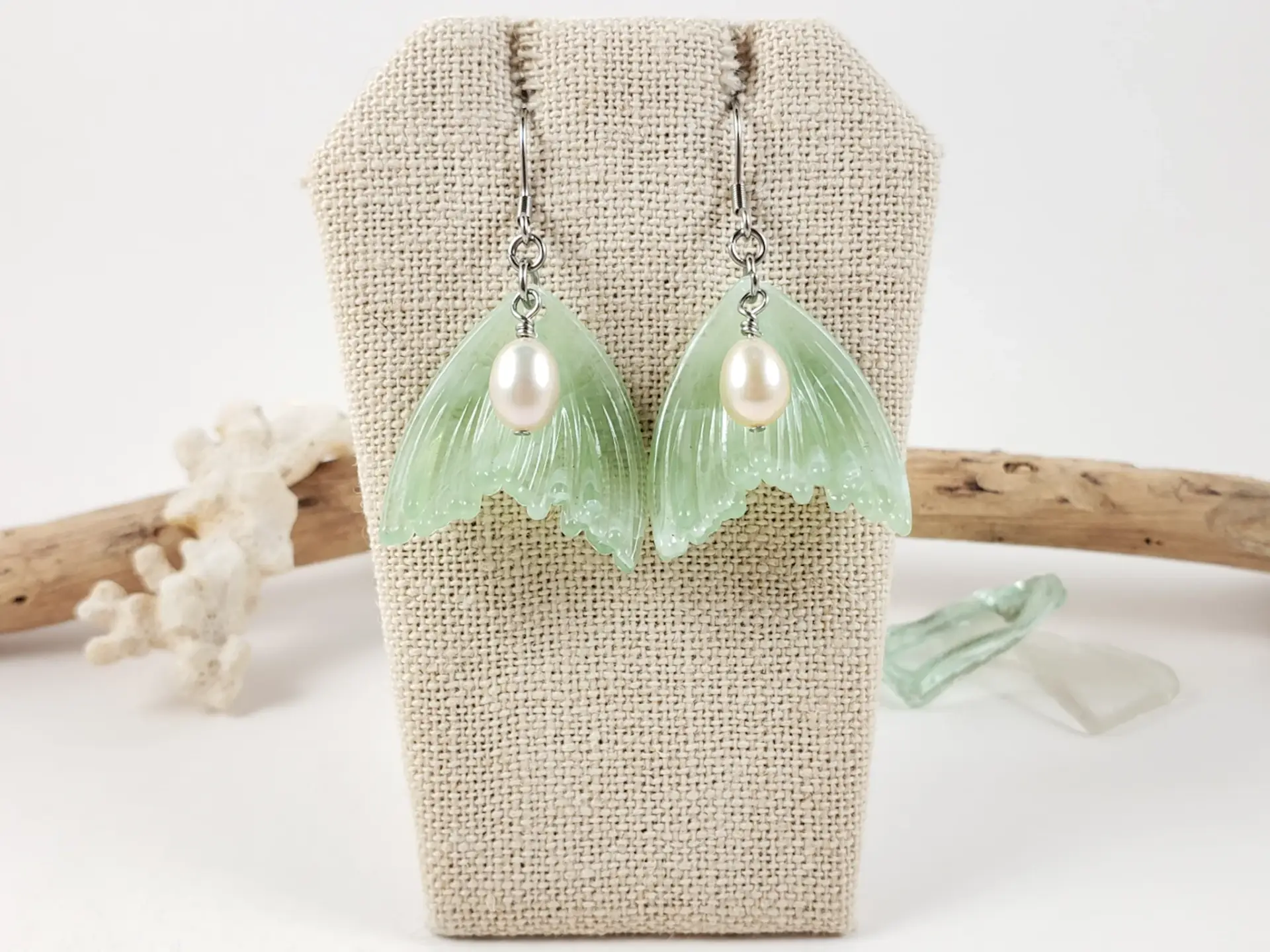 Mermaid tail and freshwater pearl earrings and necklaces - Image 8