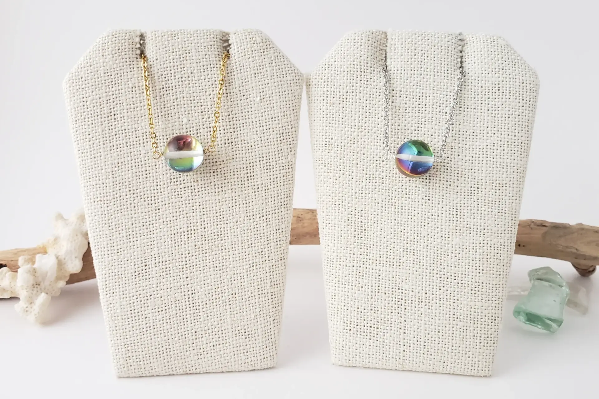 Rainbow spectrolite crystal floating necklace - Image 6