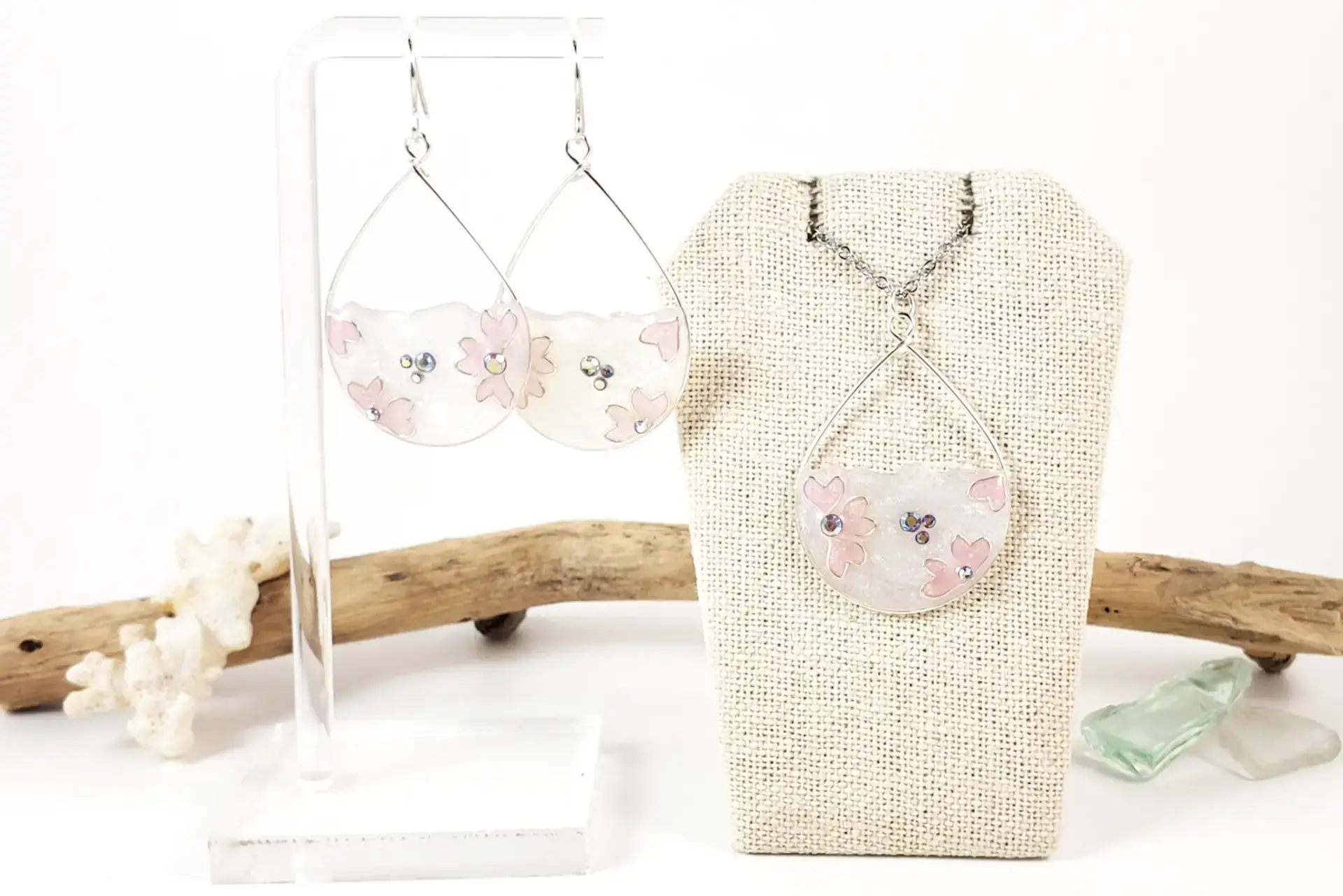 Sakura (cherry blossom) earrings and necklace - Image 3