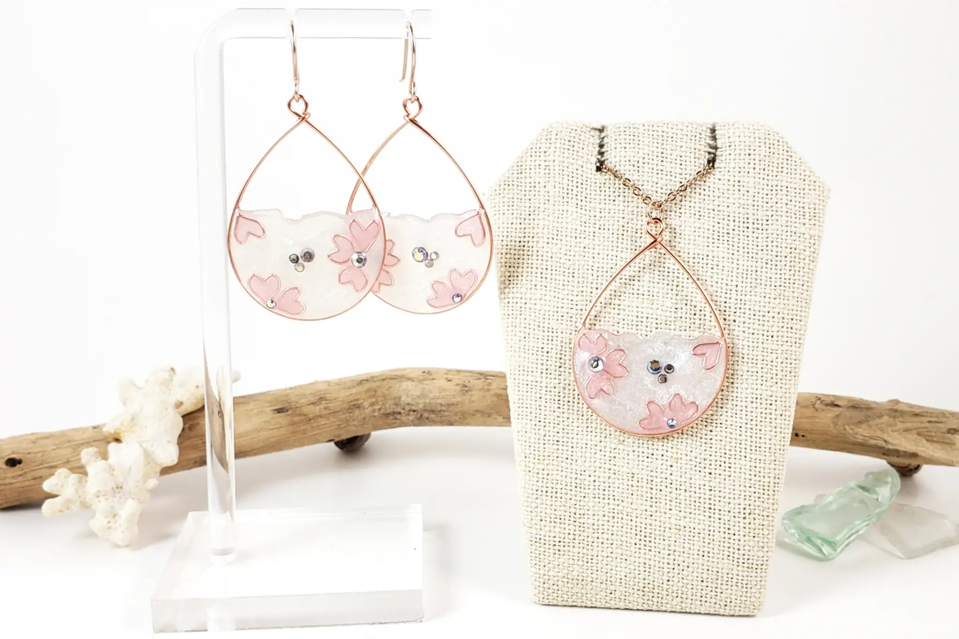 Sakura (cherry blossom) earrings and necklace - Image 4