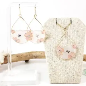 Sakura (cherry blossom) earrings and necklace