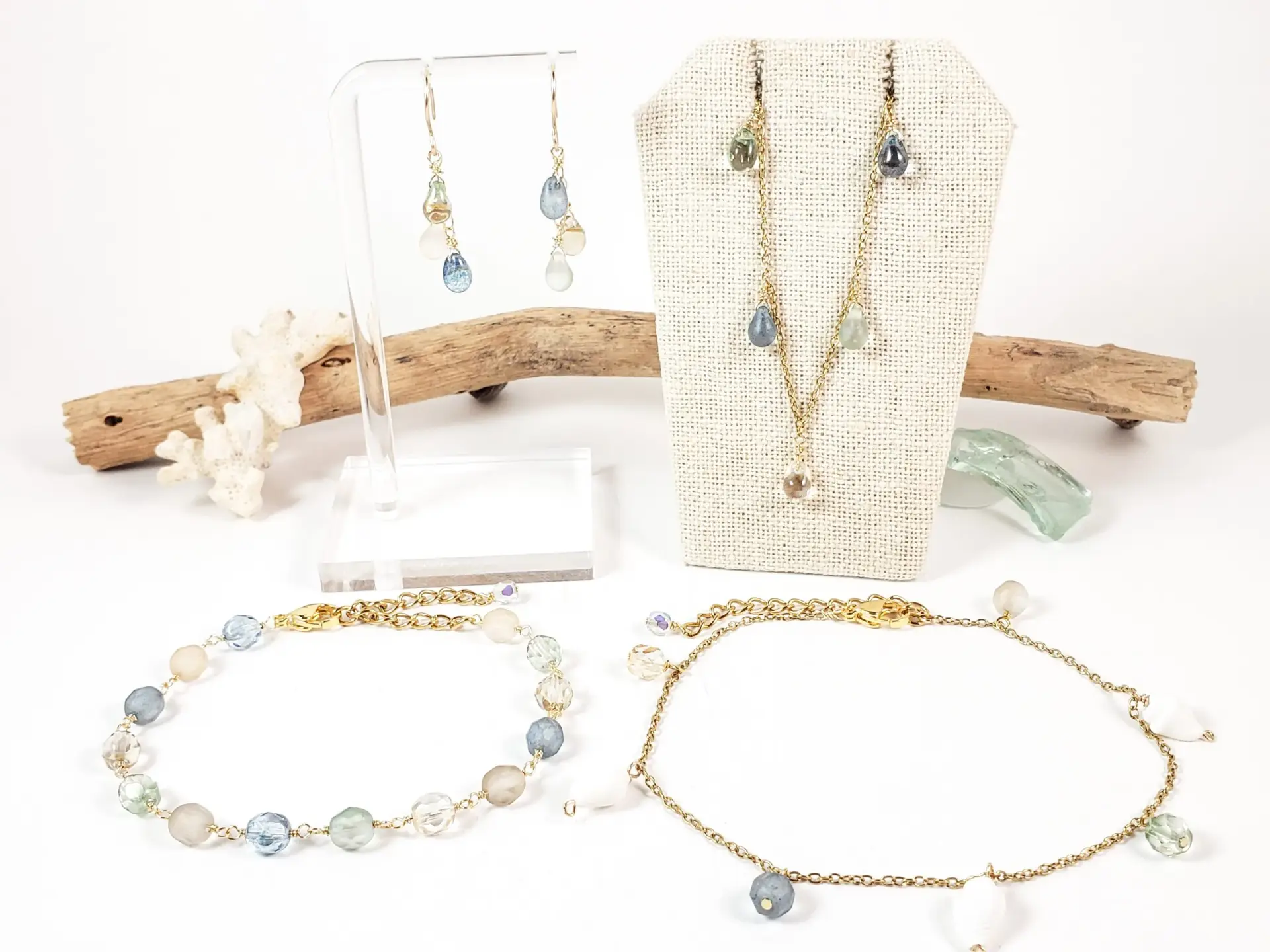 Sandy Beach Collection-earrings, necklace, bracelet, and anklet