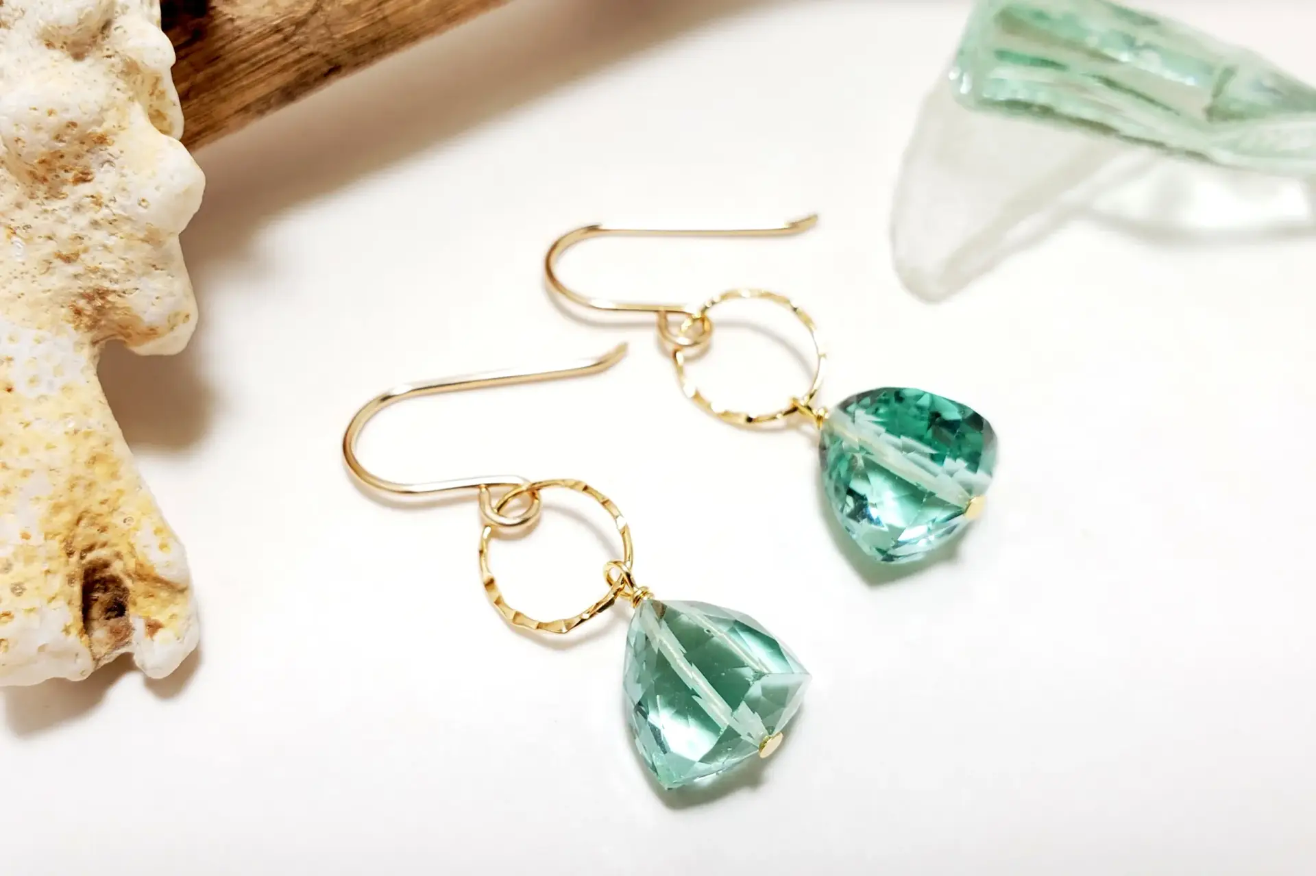 Sea green trillion earring and necklace