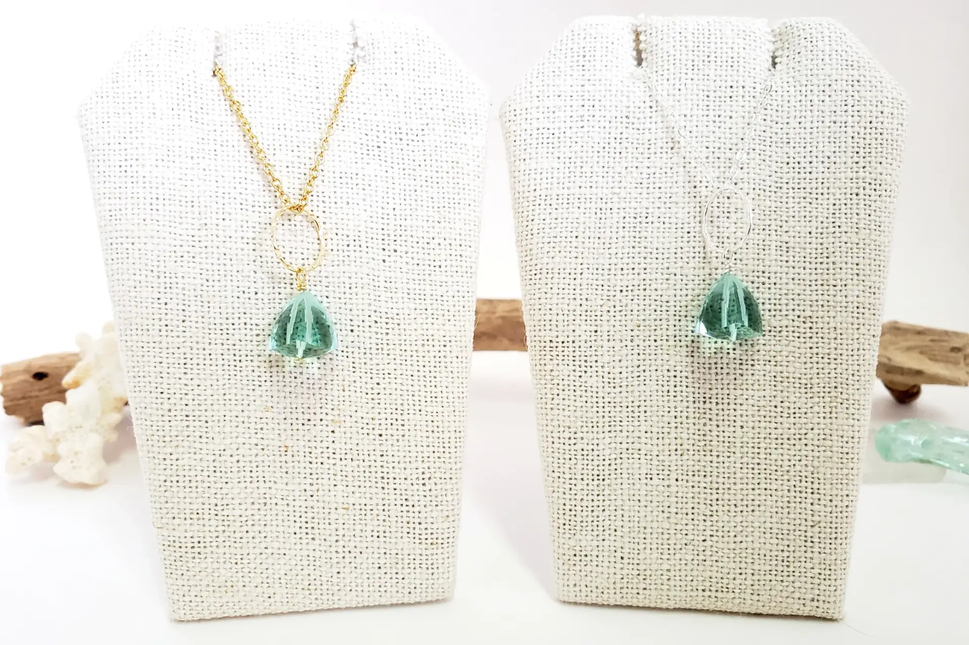 Sea green trillion earring and necklace - Image 10