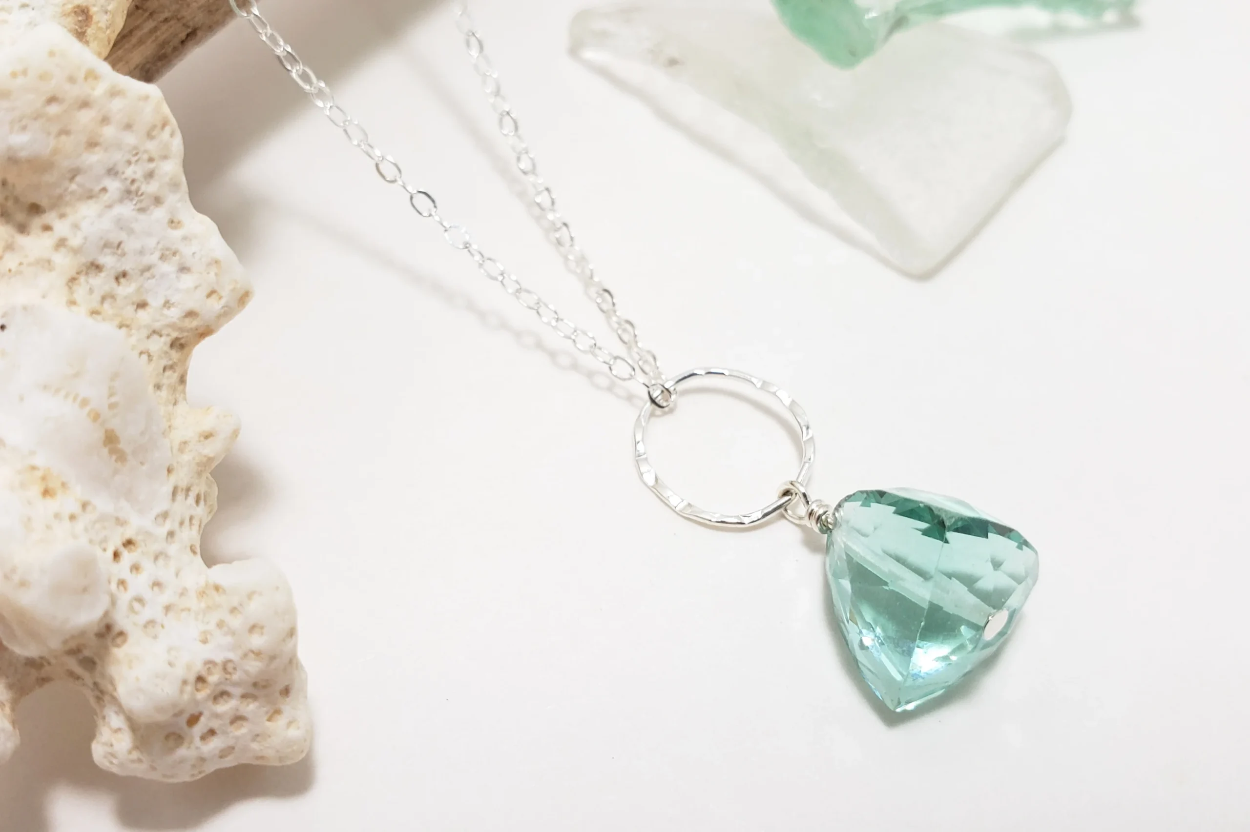 Sea green trillion earring and necklace - Image 6