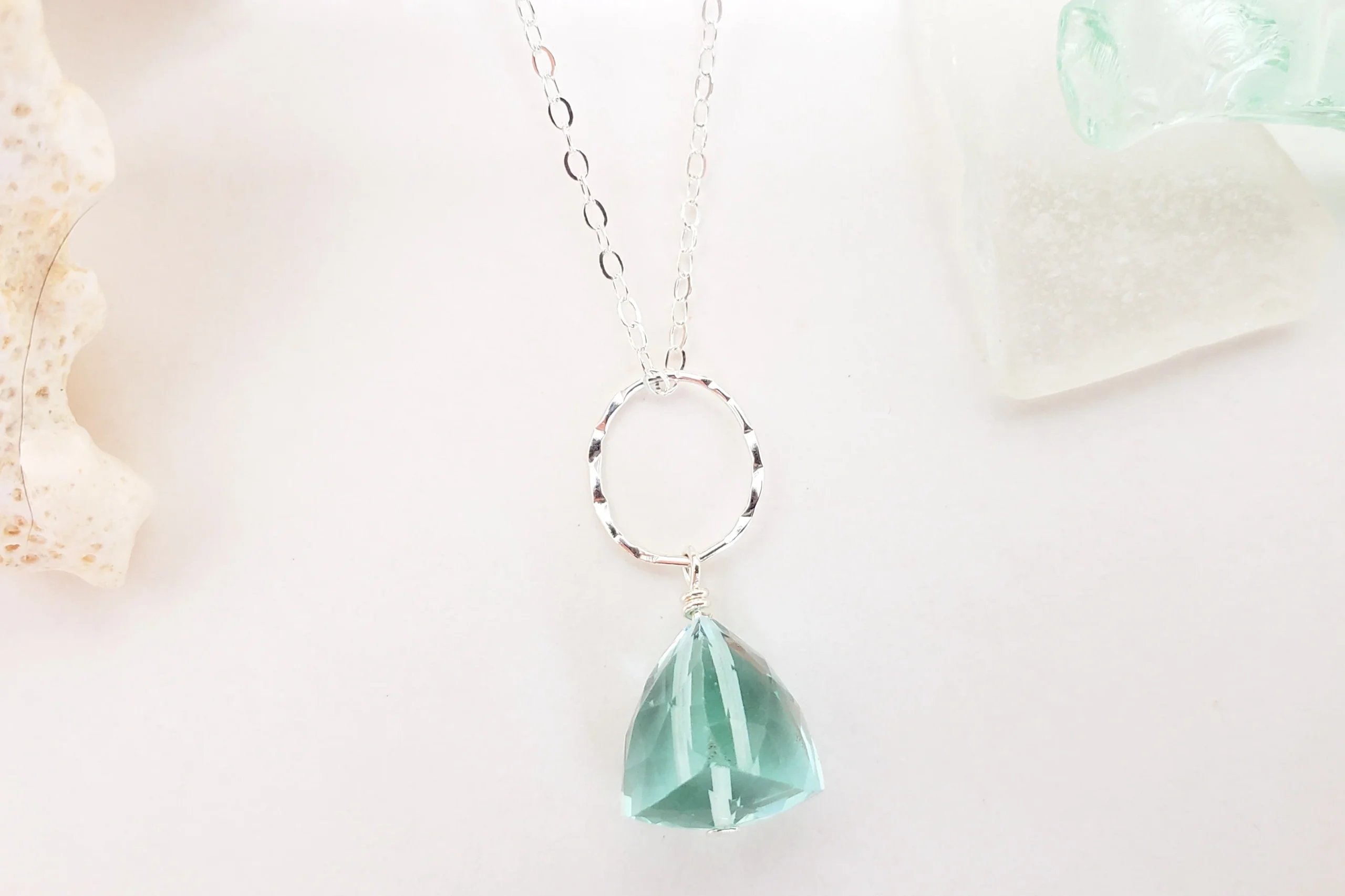 Sea green trillion earring and necklace - Image 4