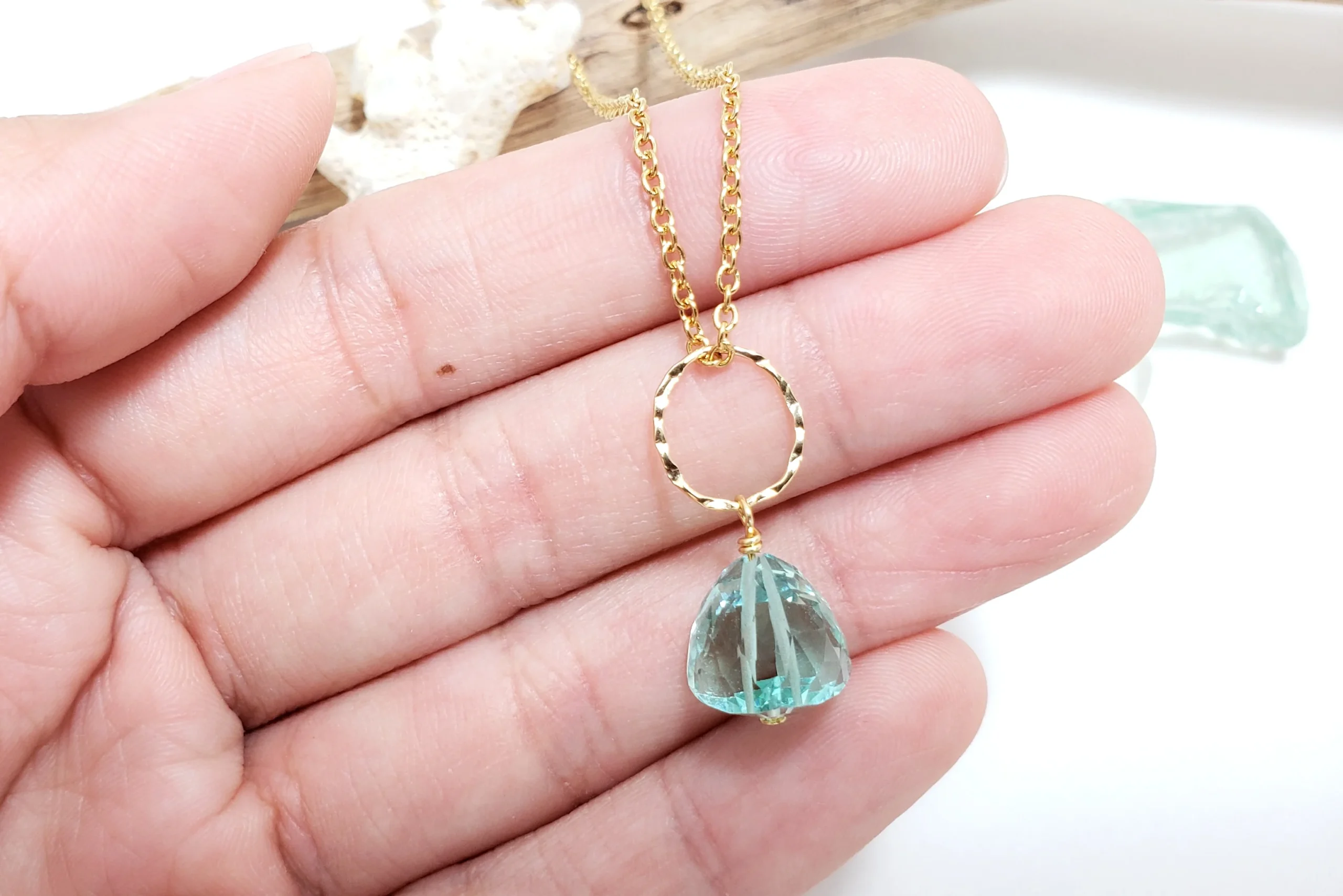 Sea green trillion earring and necklace - Image 3