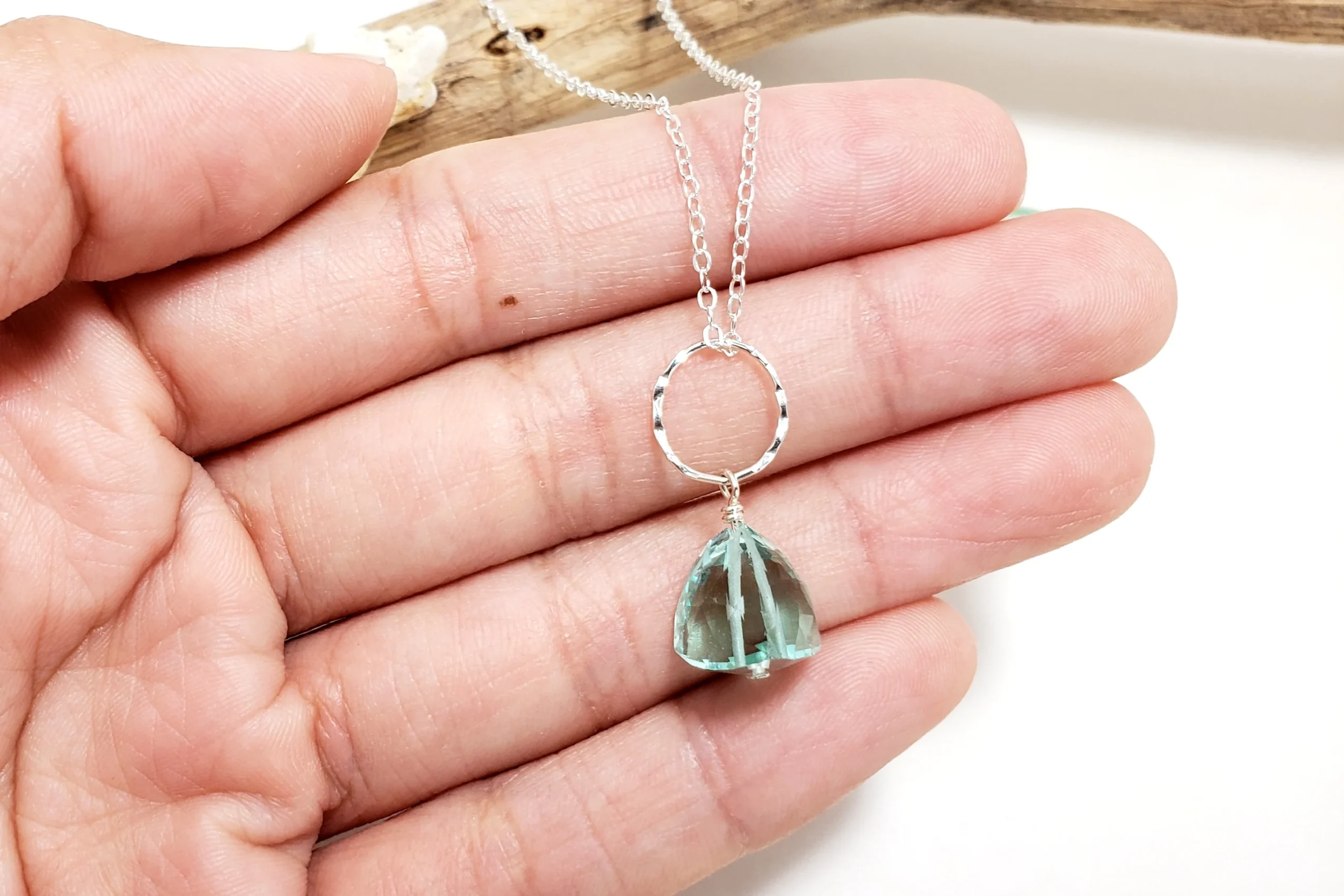 Sea green trillion earring and necklace - Image 2
