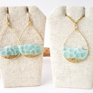 Seafoam water and sand earrings and necklace