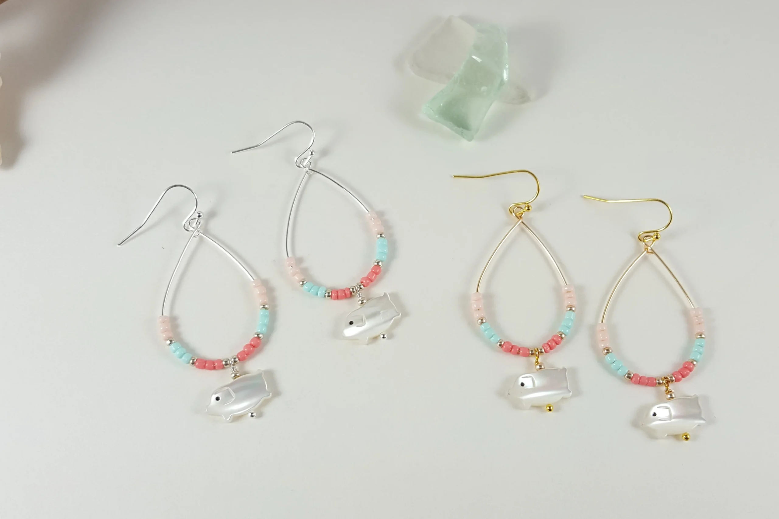 Mother of Pearl Pig Earrings - Image 3