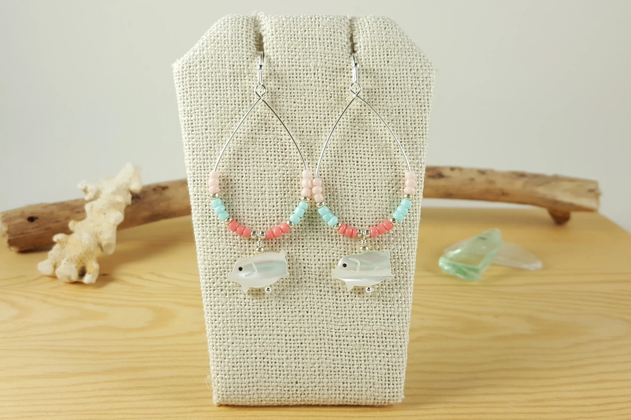 Mother of Pearl Pig Earrings - Image 2
