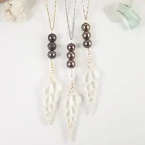Spiral seashell and freshwater pearl necklace