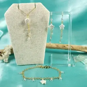 Genuine freshwater pearl star earrings, necklaces, and bracelets