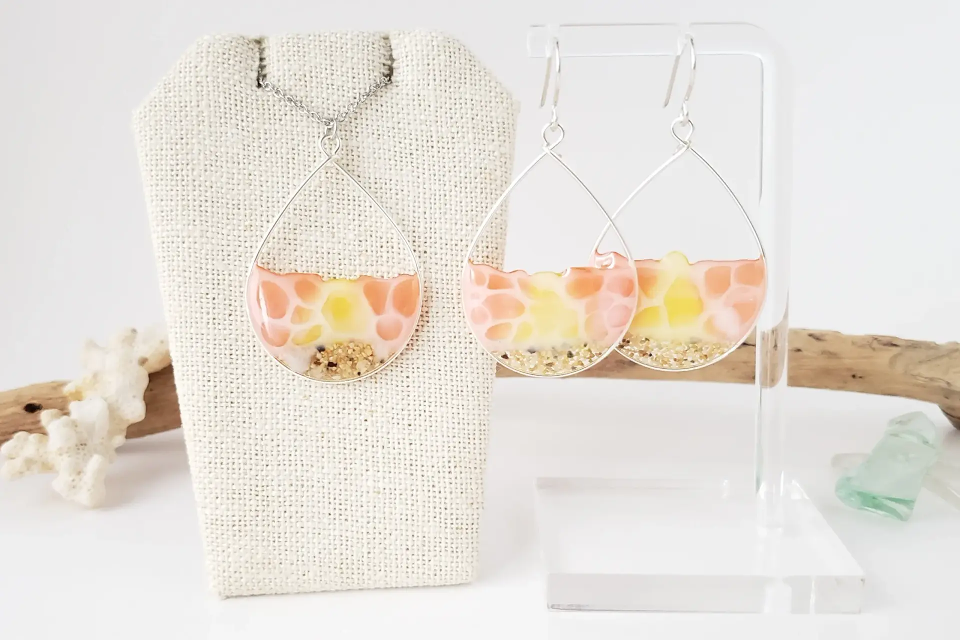 Sunset seafoam earrings and necklace - Image 3