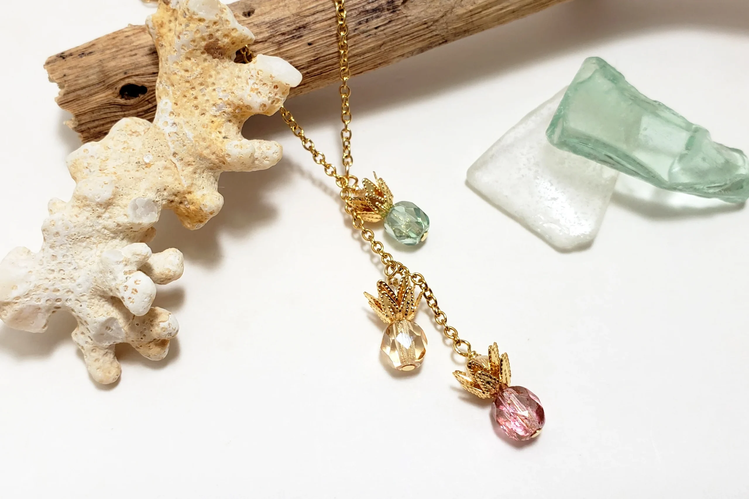 Triple pineapple earrings and necklace - Image 2