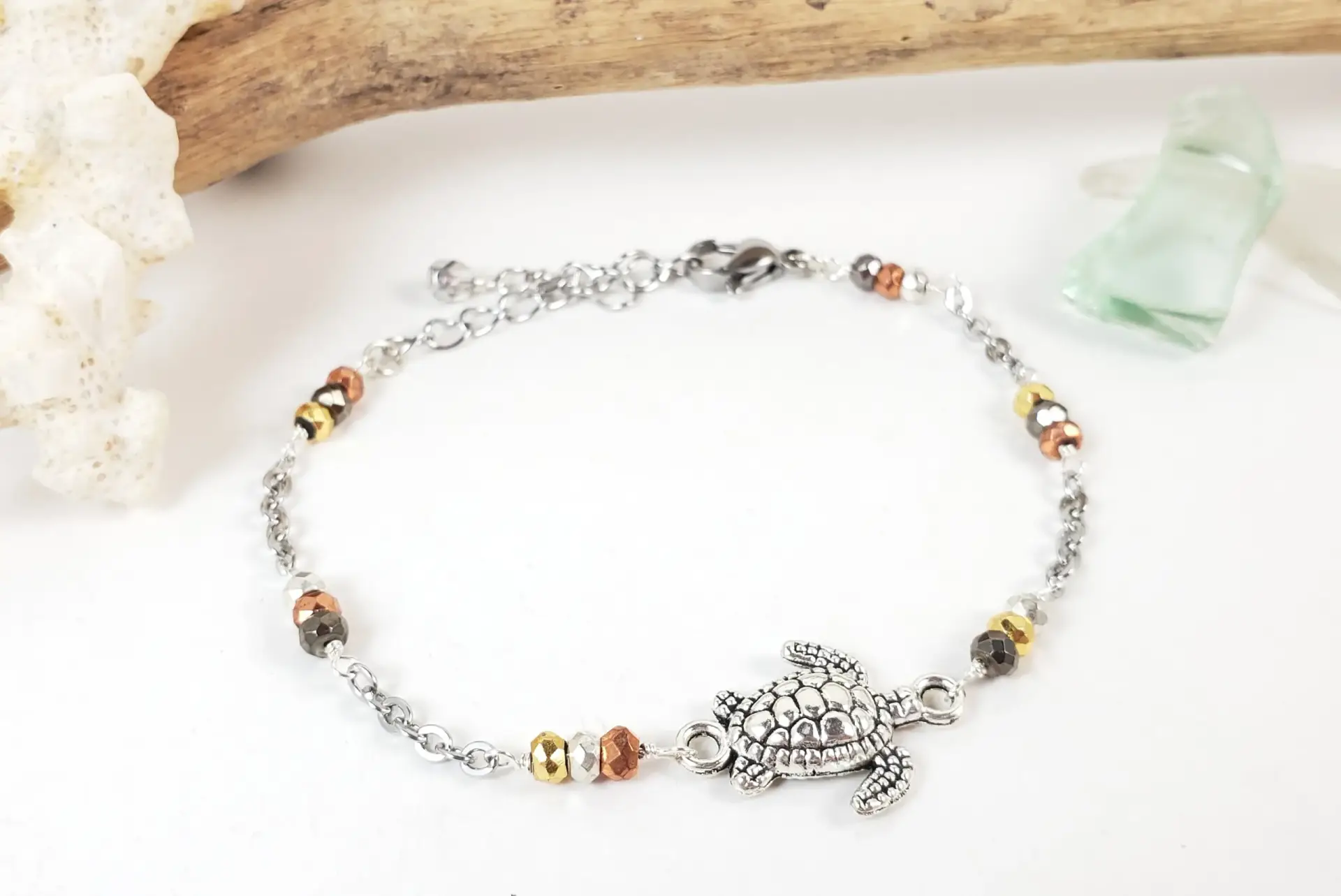 Turtle pyrite bracelet
