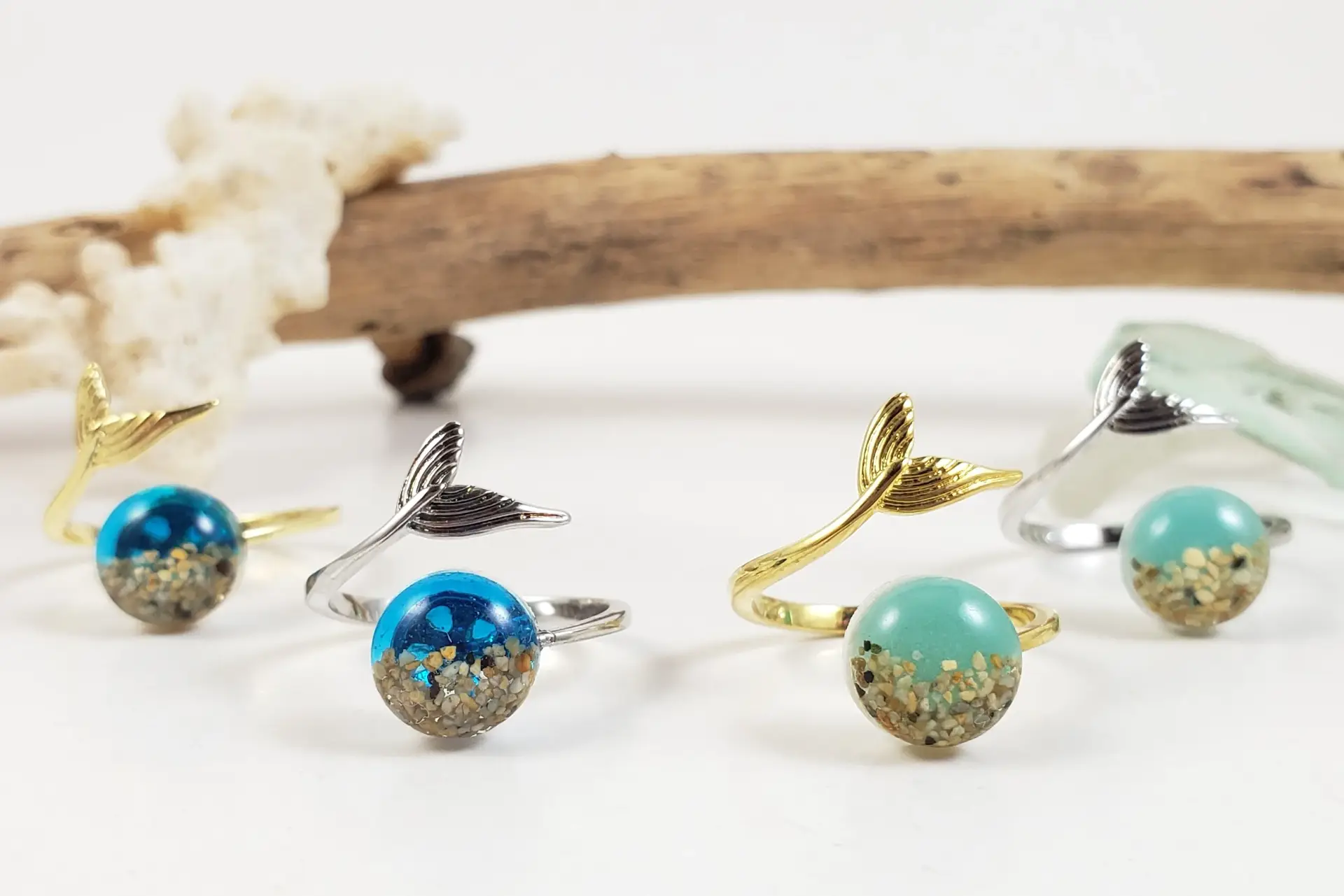 Mermaid tail sand water rings